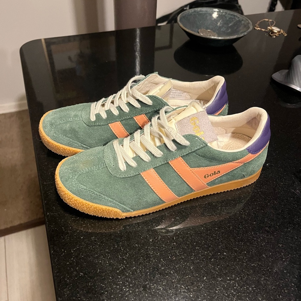 Gola Men's Green and Orange Suede Sneakers